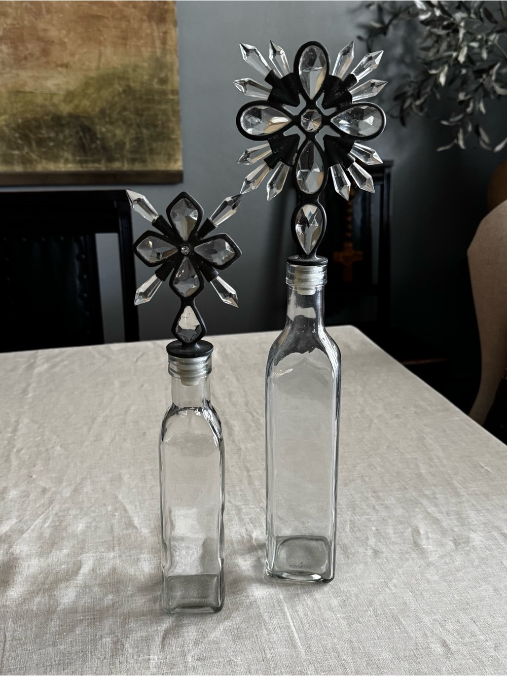 Vintage Inspired Jeweled Cross Bottles